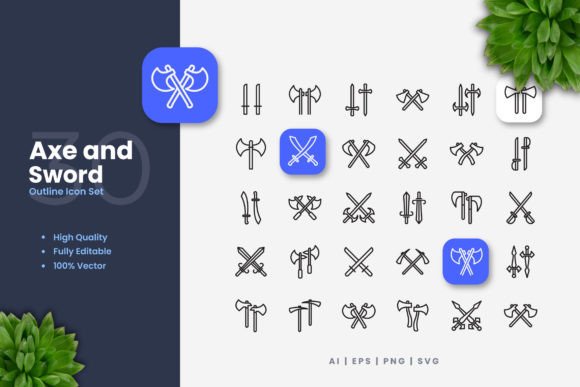 Axe and Sword Icons: A Versatile Design Solution