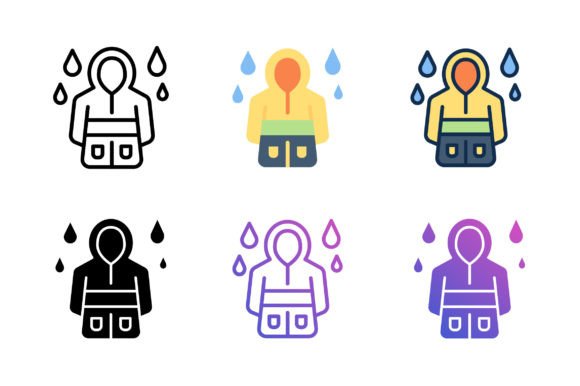Explore the Versatile Rain Coat Icon Collection