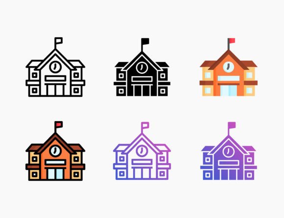 Highschool Building Icon: A Versatile and Customizable Design Solution
