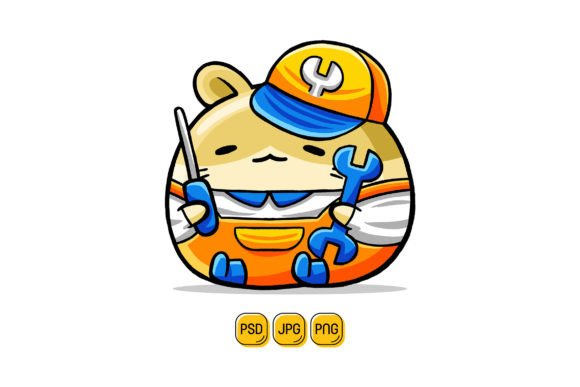 Unlock Creativity with Cute Hamster Mechanic Cartoon Vector